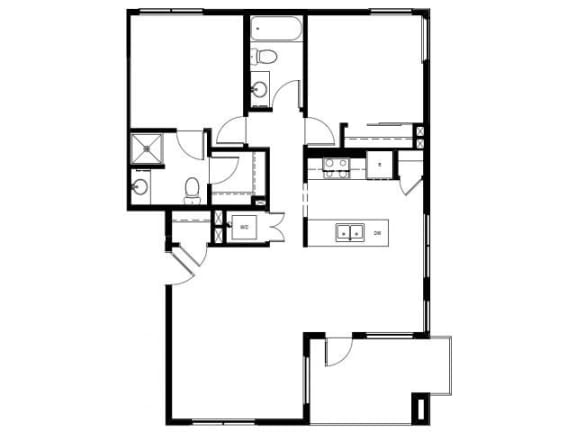 Capitol Yard Apartments_ West Sacramento CA_Floor Plan_Two Bedroom Two Bathroom B7