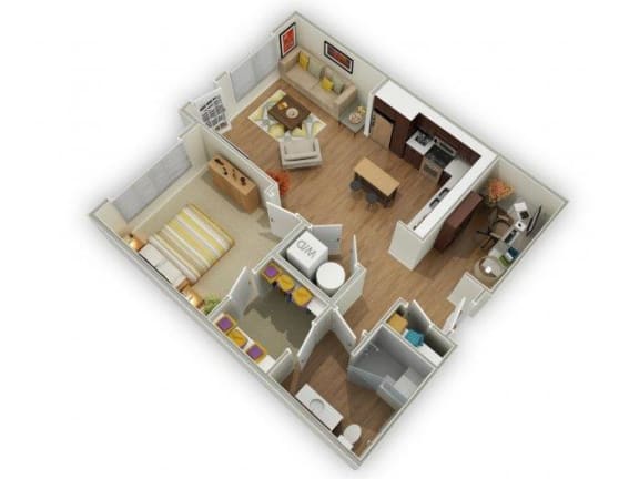 Capstone at Vallagio_Englewood CO_Floor Plan_One Bedroom One Bathroom A3