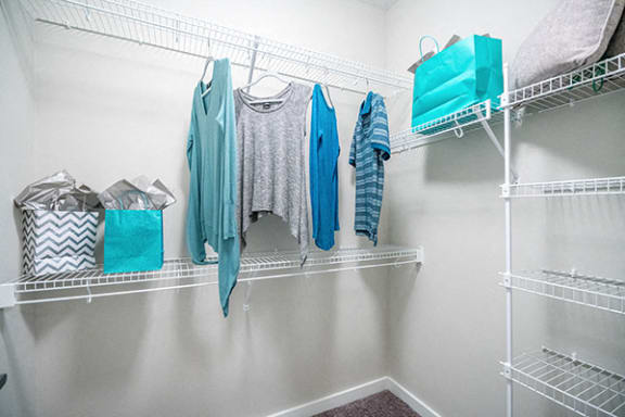 Built-In Shelving In Closet at Link Apartments® Glenwood South, Raleigh, North Carolina