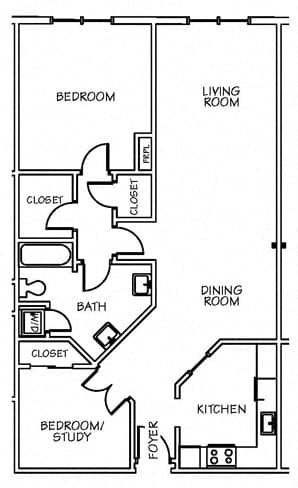2 bed 1 bath C at Lenox Village Apartments, Atlanta, Georgia