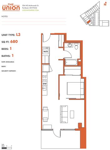 The Union Portland OR 1 Bedroom Sq Ft 769 Unit L3-2