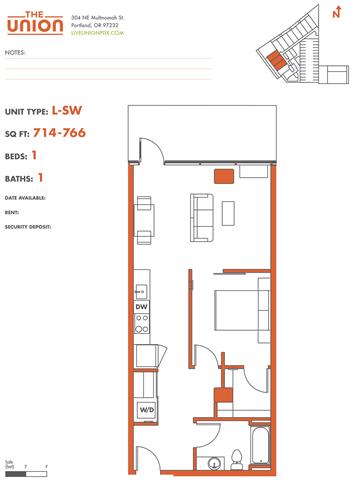 The Union Portland OR 1 Bedroom Sq Ft 769 Unit LSW-2