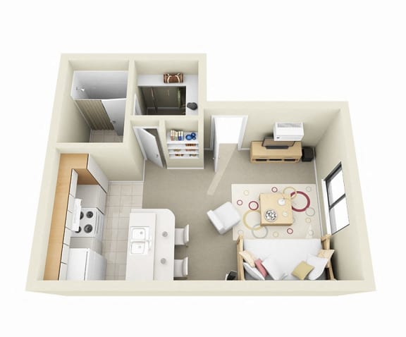 Studio Apartment Floor Plan  at sky harbor apartments in salt lake city, ut