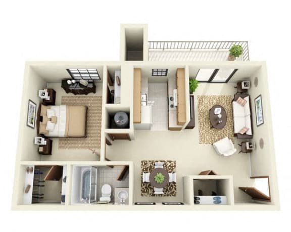Aspen Floor Plan 1 Bedroom 1 Bathroom  in Albuquerque, NM