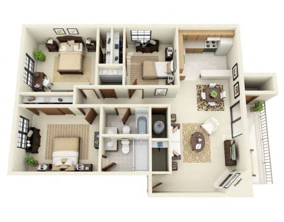 Cottonwood Floor Plan 3 Bedroom 2 Bathroom  in Albuquerque, NM