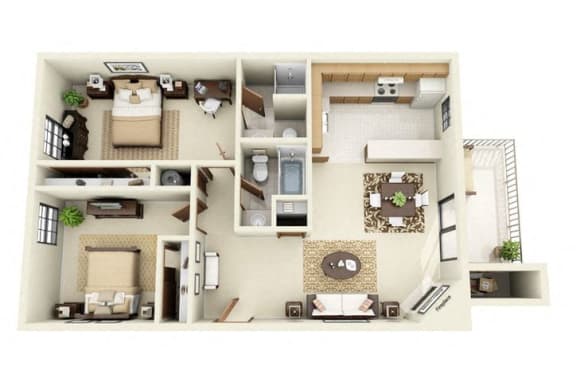 Magnolia Floor Plan 2 Bedroom 2 Bathroom in Albuquerque, NM