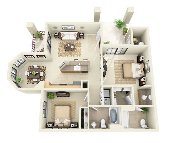 Ventana | 2 Bedroom 2 Bathroom Floor Plan