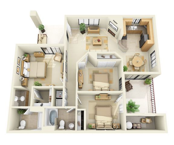 Tubac | 3 Bedroom 2 Bath Floor Plan