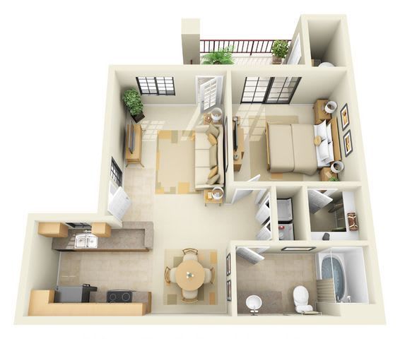 Kino | 1 Bedroom 1 Bathroom Floor Plan