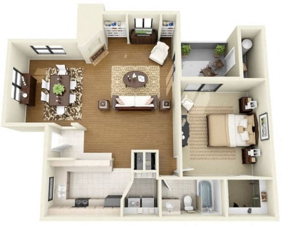 Antigua | 1 Bedroom 1 Bathroom Floor Plan