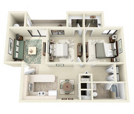 Preston | 2 Bedroom 1 Bathroom Floor Plan