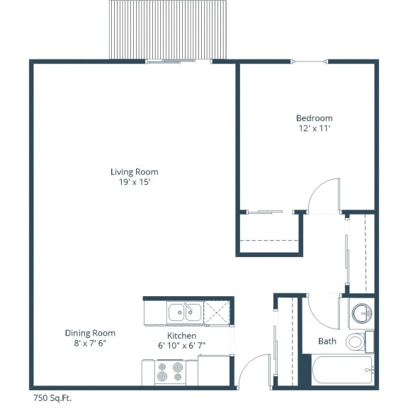 Sage Park Apartments | One Bedroom Floor Plan