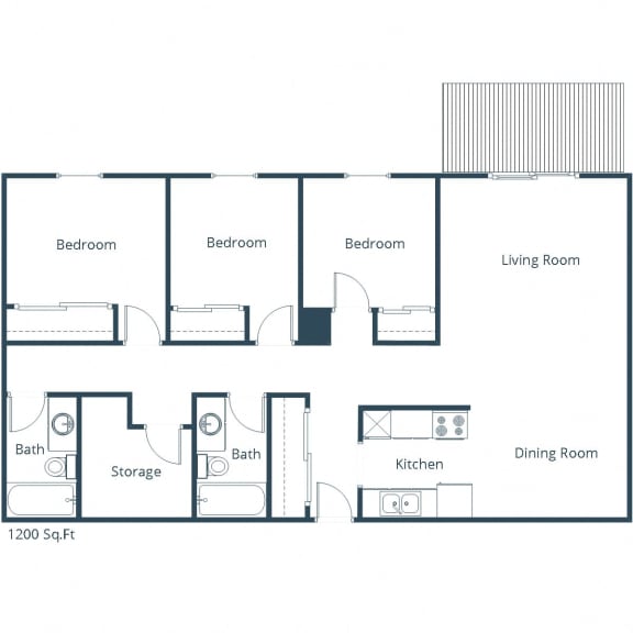 Sage Park Apartments | Three Bedroom Floor Plan