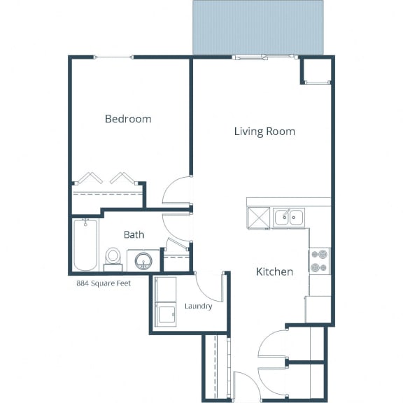 Floor Plan  One Bedroom Floor Plan 11F at Georgetown on the River Apartments, Fridley