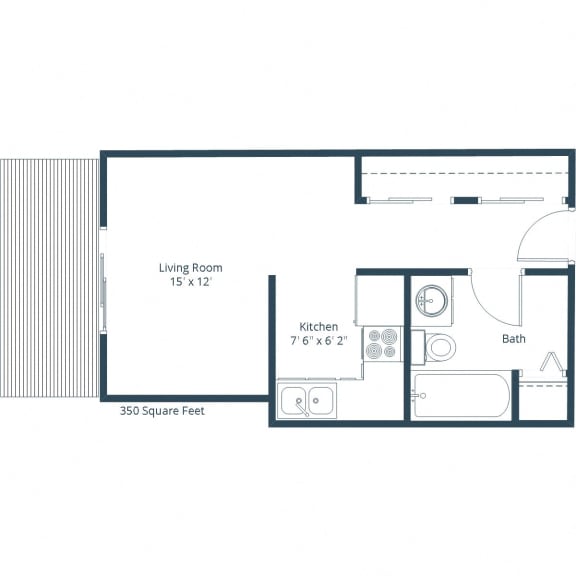 Maplewood Apartments | Efficiency Floor Plan