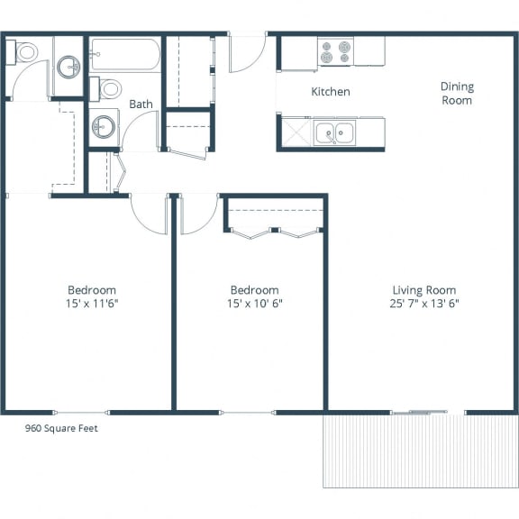 Floor Plan  Maplewood Apartments | Two Bedroom Floor Plan C