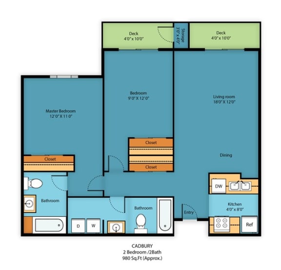 2x2C Floor Plan at Camelot Apartment Homes, Washington