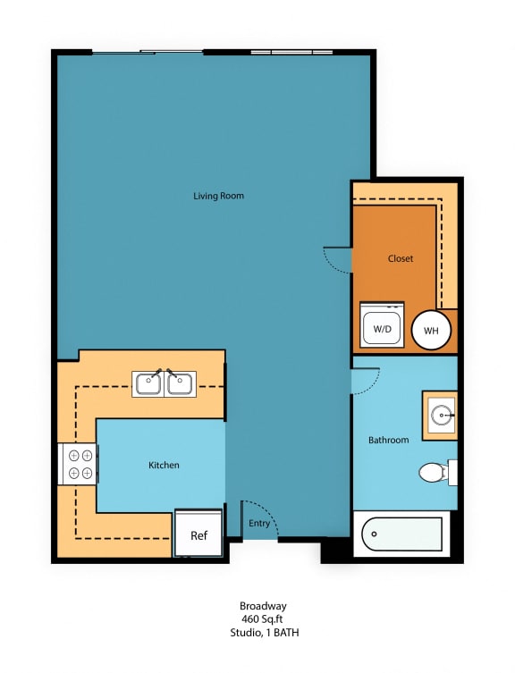 0x1e Floor Plan at Guinevere Apartment Homes, Seattle