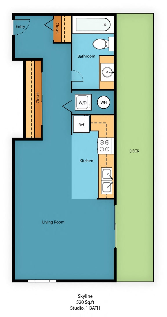 0x1k Floor Plan at Guinevere Apartment Homes, Seattle, Washington