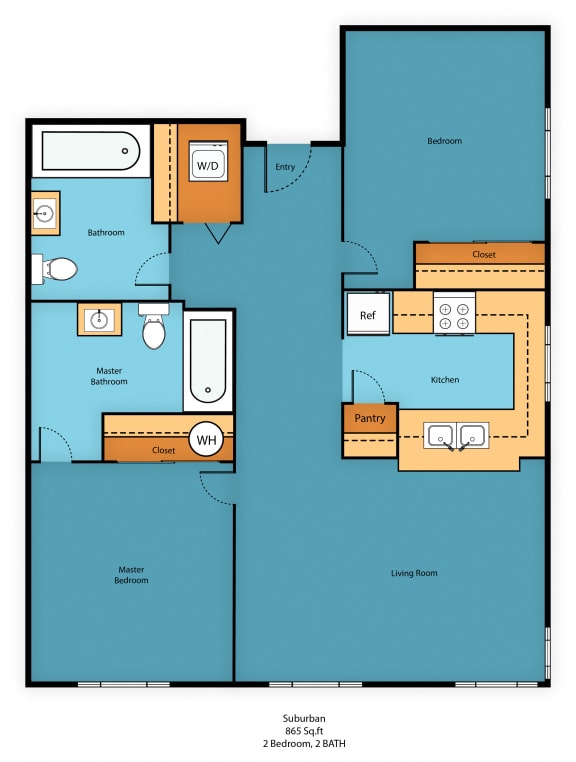 2x2d Floor Plan at Guinevere Apartment Homes, Washington, 98103
