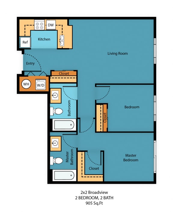 2x2i Floor Plan at Guinevere Apartment Homes, Seattle
