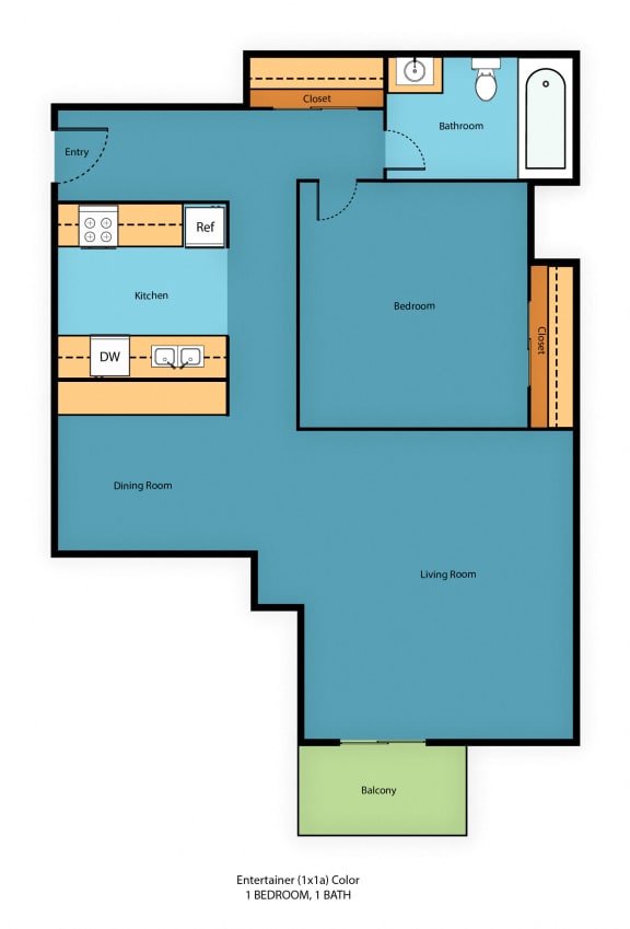 HC1x1a Floor Plan at Hill Crest Apartment Homes, Seattle, 98126