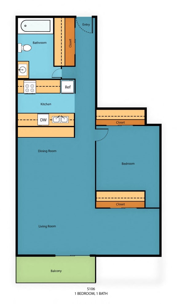 HC1x1c Floor Plan at Hill Crest Apartment Homes, Seattle