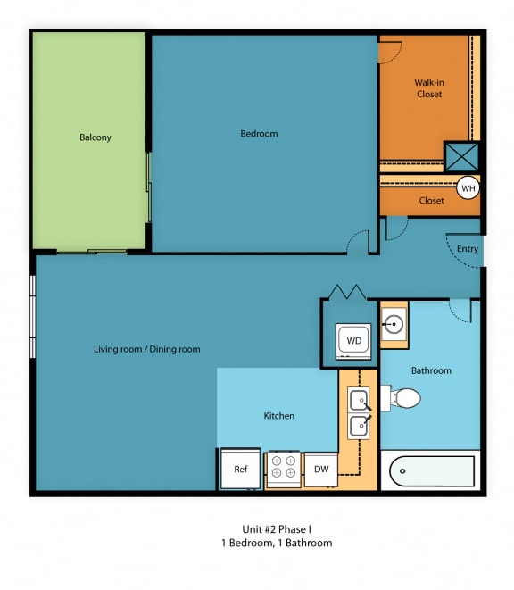 IL1x1b Floor Plan at Illumina Apartment Homes, Washington