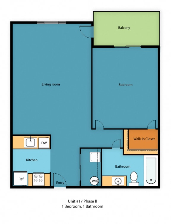 IL1x1g Floor Plan at Illumina Apartment Homes, Seattle, WA
