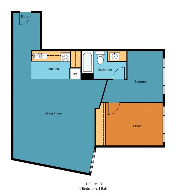 IL1x1i Floor Plan at Illumina Apartment Homes, Seattle