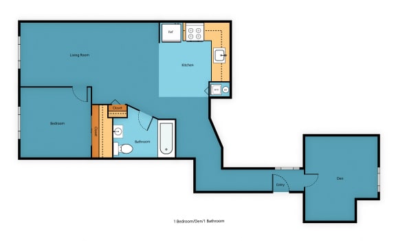 1x1j Floor Plan at Promenade at the Park Apartment Homes, Seattle, Washington