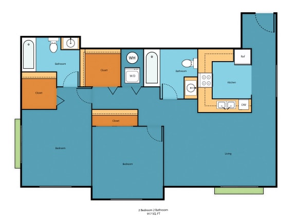 2x2c Floor Plan at Promenade at the Park Apartment Homes, Seattle, WA, 98125