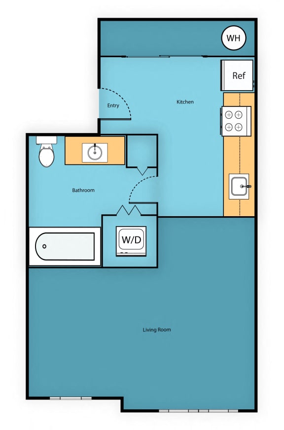 Studio 0 Bed 1 Bath Floor Plan at Sir Gallahad Apartment Homes, Bellevue