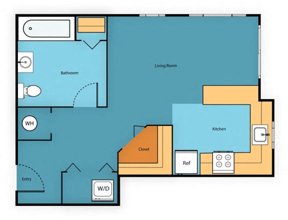 Studio 0 Bedroom 1 Bath Floor Plan at Sir Gallahad Apartment Homes, Washington