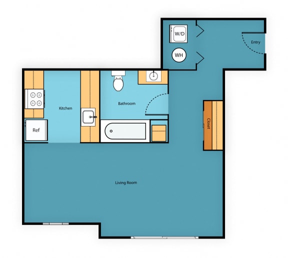 Studio 0 Bed 1 Bath Floor Plan at Sir Gallahad Apartment Homes, Washington