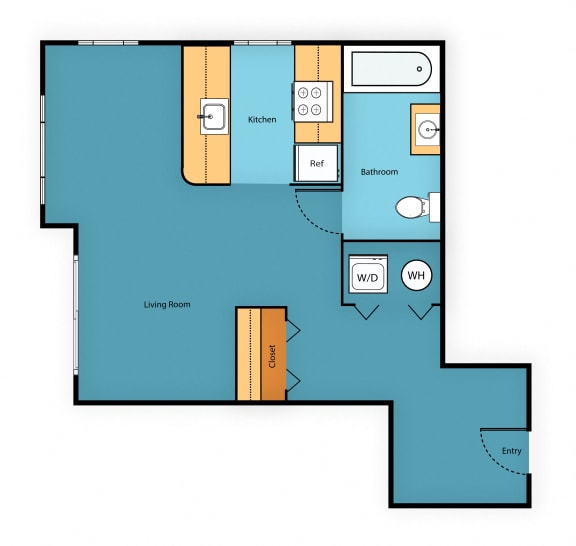 Studio 0 Bedroom 1 Bath Floor Plan at Sir Gallahad Apartment Homes, Washington, 98004