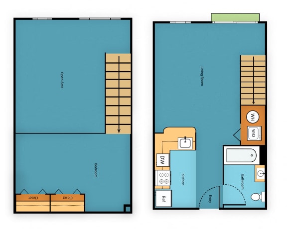 One Bedroom Floor Plan at Sir Gallahad Apartment Homes, Bellevue, WA