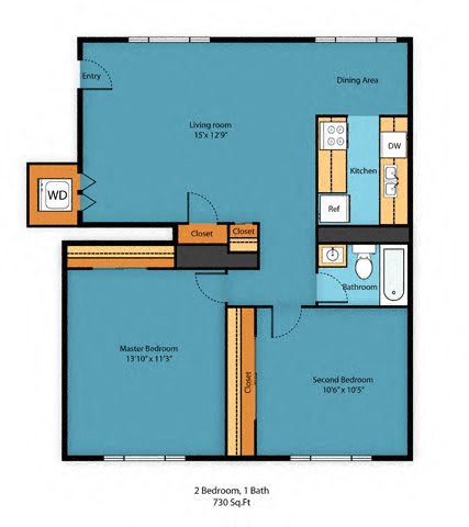 2x1a Floor Plan at Swiss Gables Apartment Homes, Washington