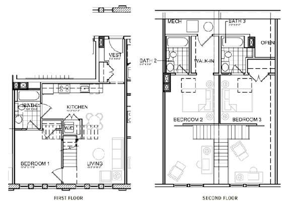3BR/3BA loft