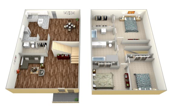 Mesa Vista Apartment Homes 3 Bedroom 2 Bathroom Apartment Floor Plan