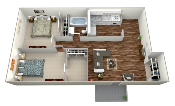 Mesa Vista Apartment Homes 2 Bedroom 1 Bathroom Apartment Floor Plan