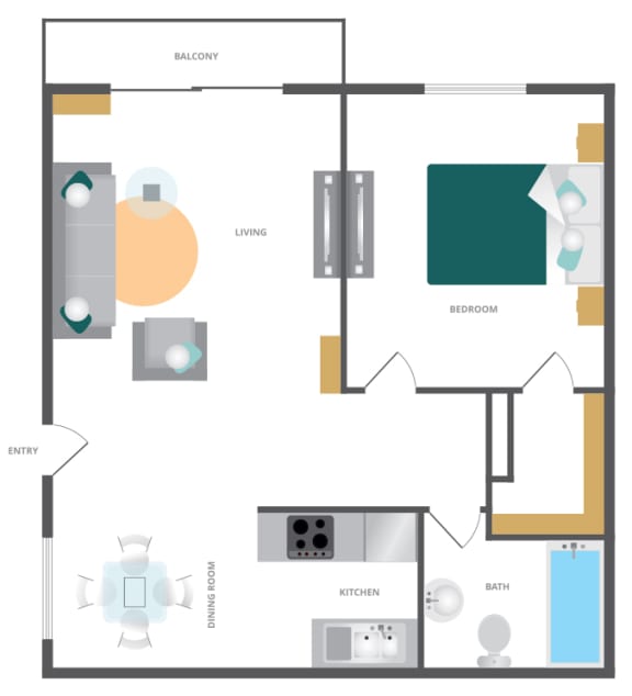 Shasta Lane Apartments 1 Bedroom Apartment Floor Plan