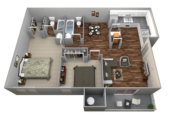 Mesa Village Apartments 2 Bedroom Apartment Floor Plan