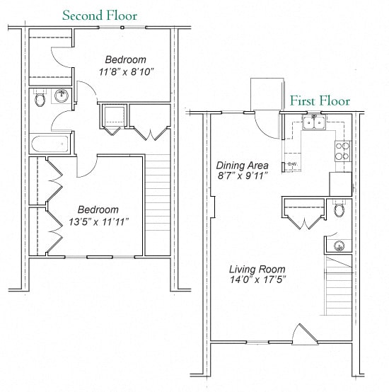 Hunting Creek 2 Bedroom Apartment Floor Plan