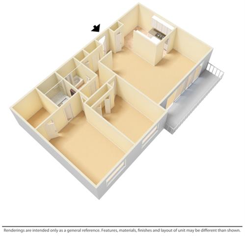 2Bed 2Bath M Floor Plan at Gates Mills Place Apartments, Mayfield Heights