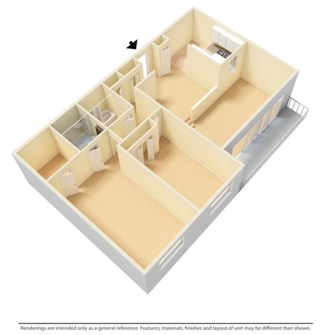2Bed 2Bath N Floor Plan at Gates Mills Place Apartments, Ohio