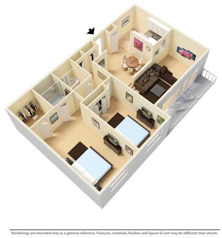 2Bed 2Bath F Floor Plan at Gates Mills Place Apartments, Mayfield Heights, OH