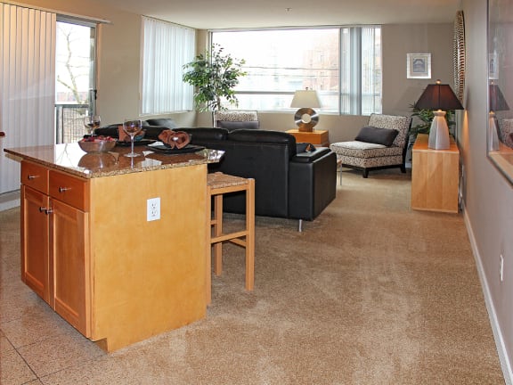 Spacious Living Room at Stonebridge Waterfront, Cleveland