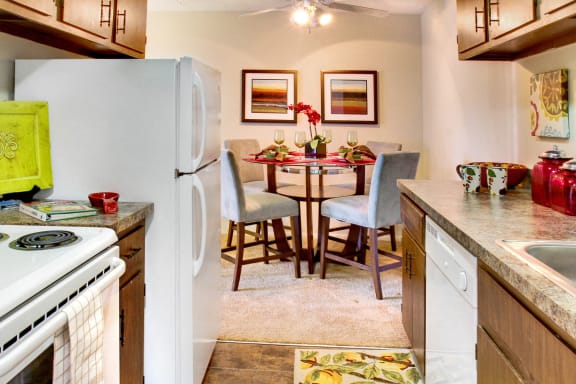 Kitchen And Dining Area at Trinity Towers Apartments, Bedford Heights, 44146