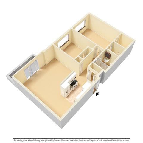 Non furnished floorplan layout at Trinity Towers, Bedford Heights